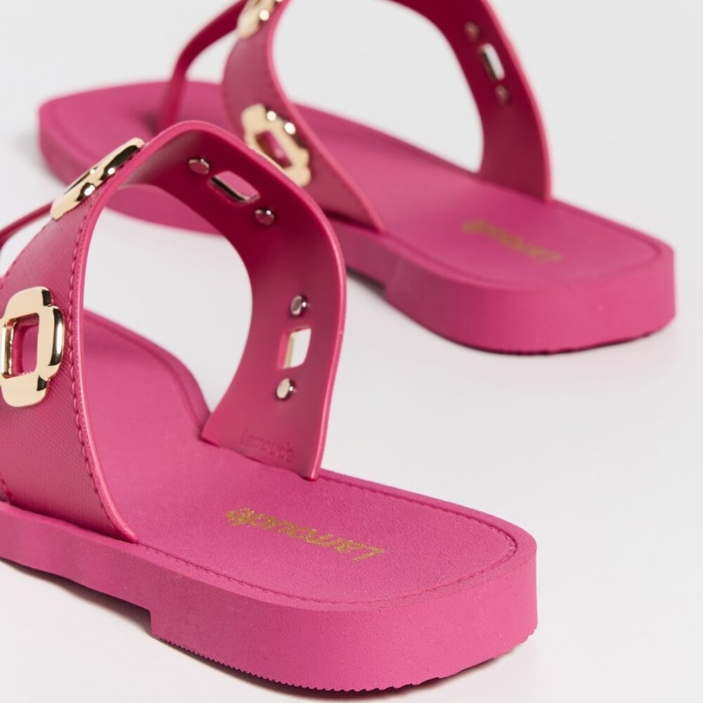 Larroude Milan S Jelly Sandals Pink Thong Slides Made in Brazil Size 4/5 - Picture 5 of 10